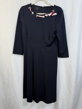 Women's Talbots Career Sheath Dress Size 10 Navy Blue Nautical
