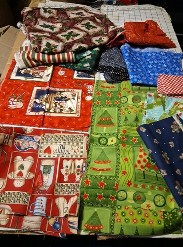 Lot # 1 Mostly Christmas Holiday Cotton Fabric Scraps