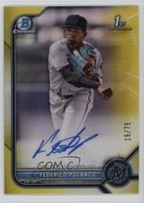 2022 Bowman Chrome Prospect Yellow Refractor 15/75 Federico Polanco Auto 0i7e