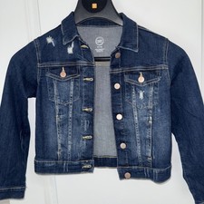 New Wonder Nation Girls Denim Distressed Jean Jacket Size 7-8