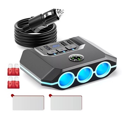 Universal Car 3-Way Cigarette Lighter Socket USB Charger Splitter Power Adapter