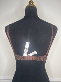 Victoria&rsquo;s Secret Pink Super Push Up Bra VS Ganache Brown Leopard 32A