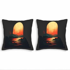 Set of 2 18x18in Throw Pillow Covers - Serene Landscape Design
