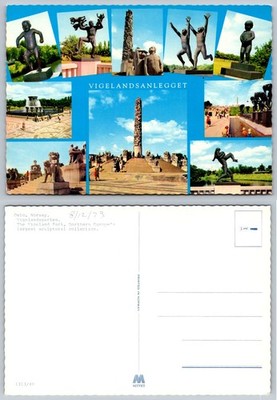 Vigeland Park Oslo Norway Postcard 1973 Monolith Sculptures Mittet