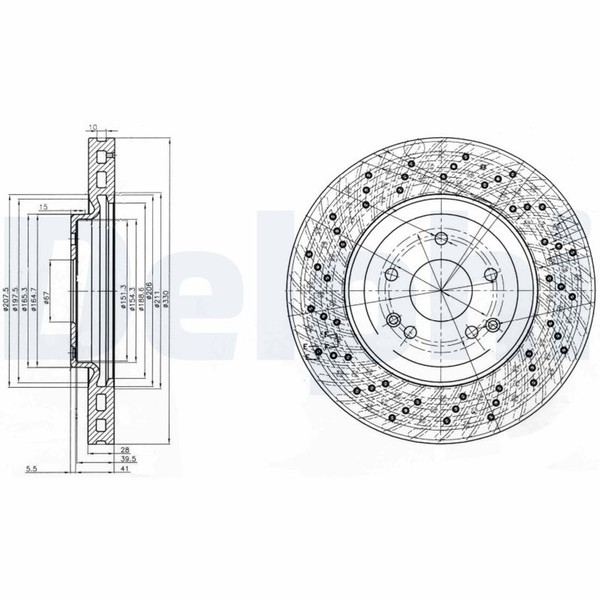 2X Delphi Bremsscheibe BG3985C FüR Mercedes CLK S203 SLK W203 R171 Klasse A209-image