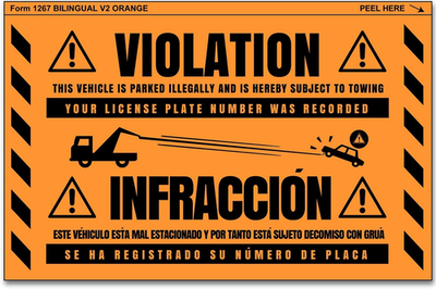 #ad 100 MESS Hard to Remove No Parking Stickers Super 100 Orange Bilingual $49.06