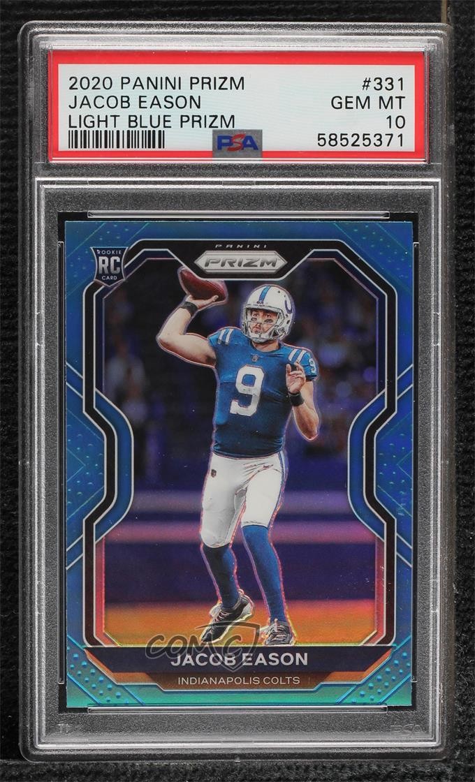 2020 Panini Prizm Light Blue Jacob Eason #331 PSA 10 GEM MT Rookie RC 0h28