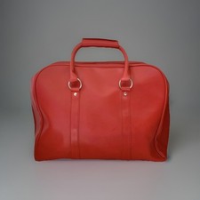 La Redoute Red Faux Leather Travel Hold-all Case Luggage Weekend Bag Fully Lined