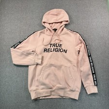 True Religion Pink Silicone Tape Pullover Hoodie Size Small