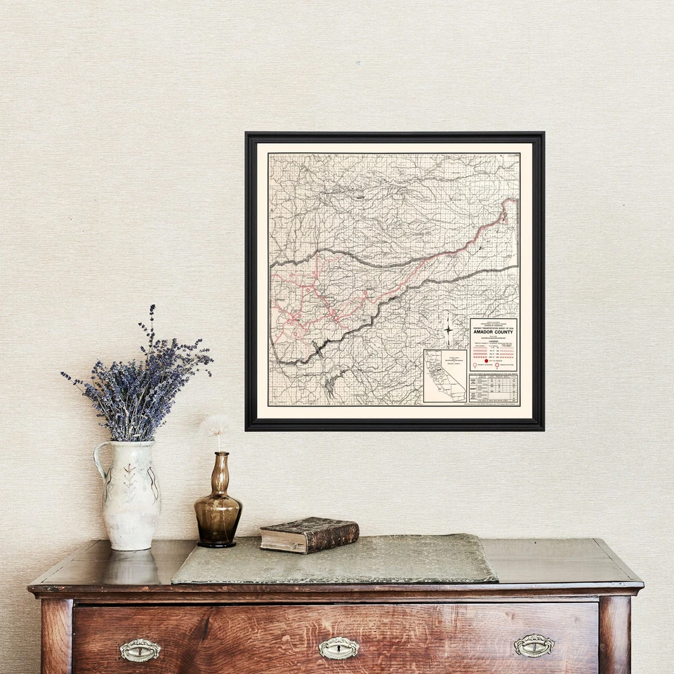 Old Map of Amador County, CA 1935 - Vintage California Art - Image 4 of 4