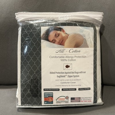 National Allergy Twin Mattress Protector Cotton Zippered Cover, Hypoallergenic