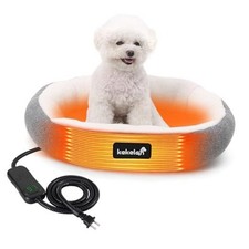 Indoor Heated Cat Bed, Heated Pets Bed for Indoor Cats Kitten Small Light Grey