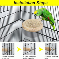 2 Pack Bird Perch Feeding Cup, Bowls for Cage Wooden Perch Stand Hanging Bowl...