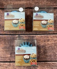 Wilton Farmstand Blue Plaid Paper Cupcake Liners/Baking Cups Lot of 3 72 Ct.