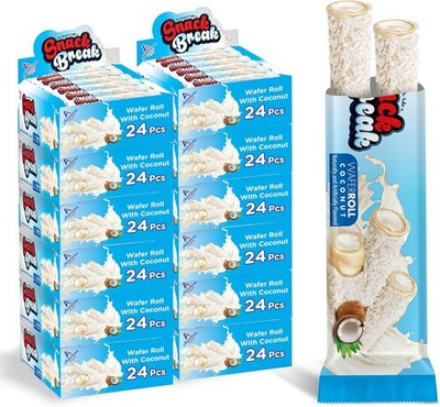 Sna Break Coconut Rolled Wafers, Indivily Wrapped, Wafer Rolls with