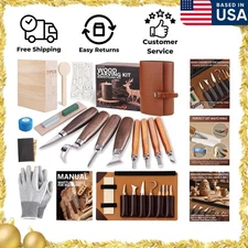 Wood Carving Kit Whittling Kit Deluxe Wood Carving Tools Set with Leather Case