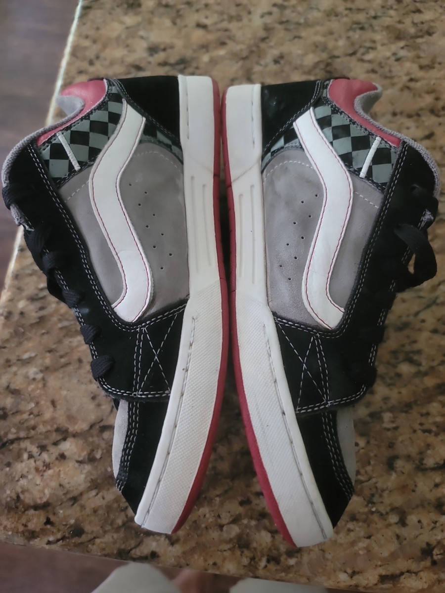 VTG VANS - Men's Black/White/Red/Grey Checkered Whip 2 Skate Shoes