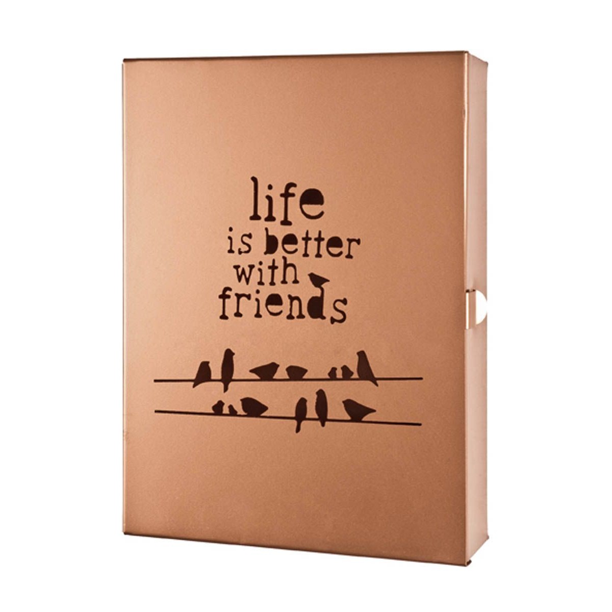 Boîte à clés métal Life is better cuivre de 25cm pour un accueil chaleureux