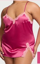 Victoria  s Secret Tease Pink Satin  Lace Trim Mini Slip Dress 2XL NWT