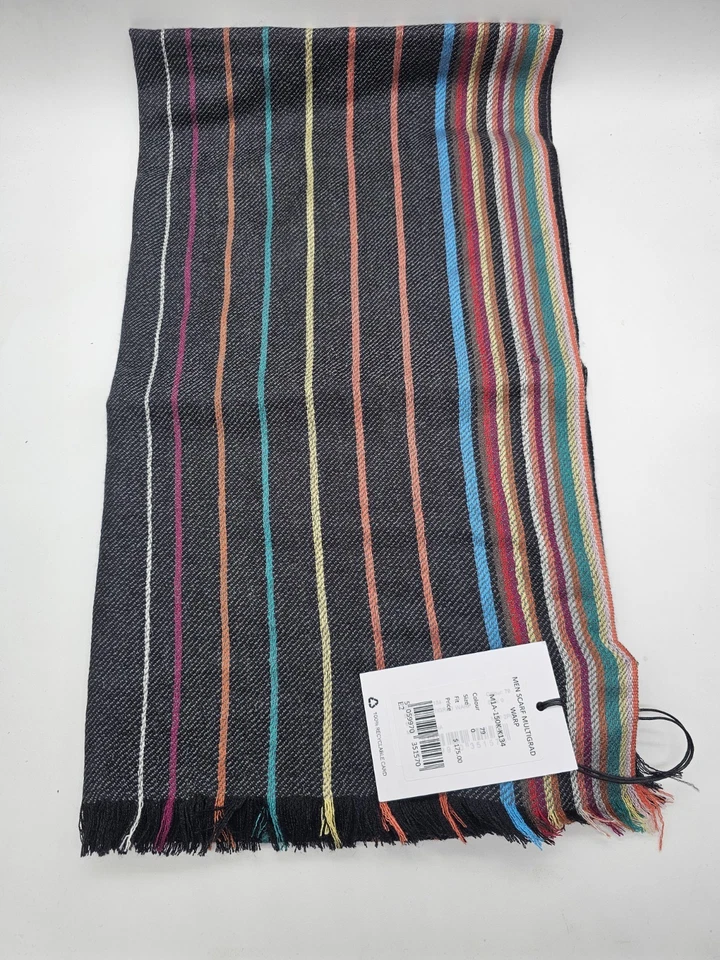 Paul Smith Hombres Lana Seda Bufanda Multigrado Warp Nuevo MK025020 Foto 3 de 4