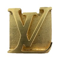 Louis Vuitton Belt Buckle LV Gold Tone 1.5" Unisex M0568U Vintage