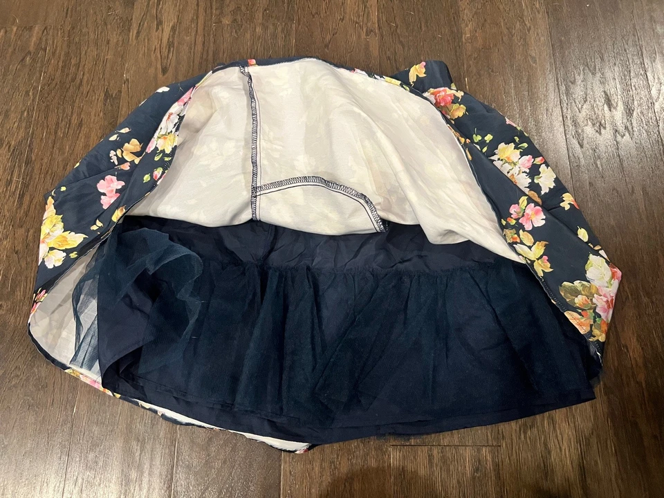 Myrtlewood of California S Azul Floral Retro Mod Falda Completa Plisada Excelente UE Foto 2 de 4