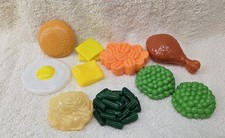Plastic Pretend Play Food Lot Hamburger  Sides Egg Bun Drumstick Vegetables