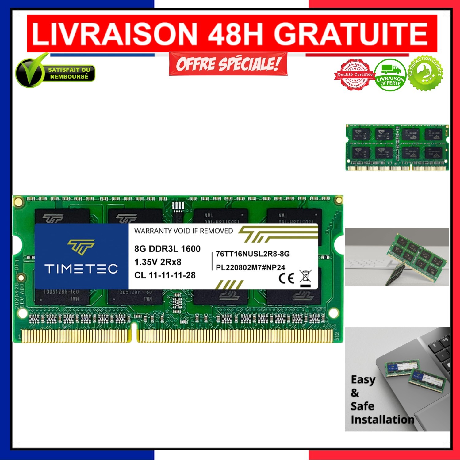 Mémoire RAM Timetec 8 Go résout les bugs de votre PC portable de 204 broches