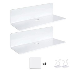 2Pcs Small Acrylic Floating Wall Shelves Self Adhesive Storage Display Shelf