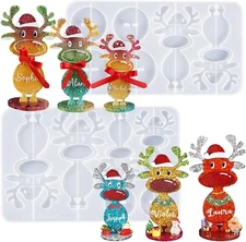 LET'S RESIN Christmas Resin Molds Silicone, 3 Sizes Standing Reindeer 