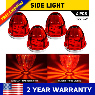 For Universal Vehicles 4X Red Strobe LED Watermelon Marker Lamp Set Waterproof
