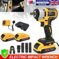 2 Battery 1000Nm 1/2" Cordless Electric Impact wrench Drill Gun Ratchet Driver