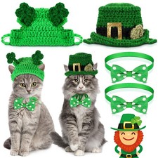 MTLEE 4 Pcs St Patrick's Day Pet Costume Accessories, 2 Shamrock Style, Green