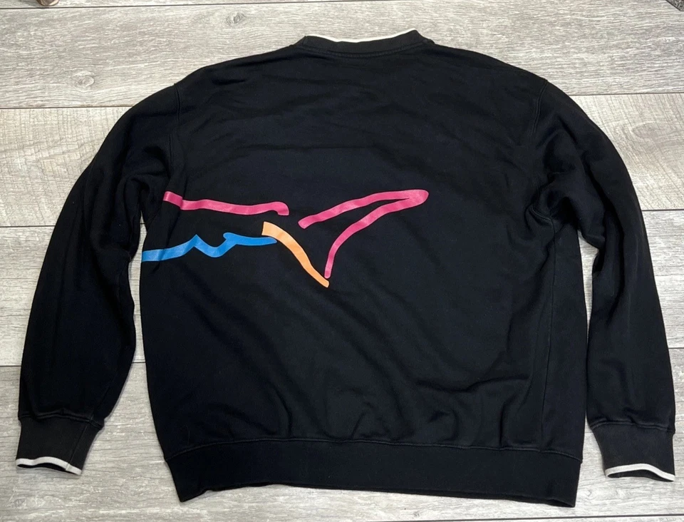 Vintage 80s Greg Norman Mens Sz Large Wraparound Logo Black Sweatshirt Pullover - Image 2 of 4