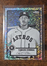 2021 Topps Chrome Platinum Anniversary Carlos Correa #274 Black & White Sparkle