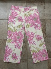 Vintage Tommy Hilfiger Stretch Pink Floral Cropped Pants Womens Sz 10 Pockets