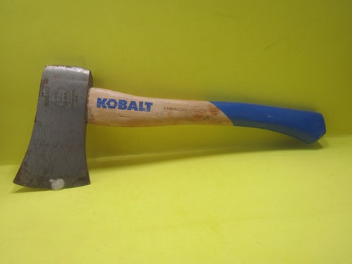Kobalt 1.25-lb Steel Camp Axe American Hickory Handle Blue Pait GripSome Surface