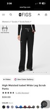 NWT Figs High Waisted Isabel Wide Leg Scrub Pants-Black Medium