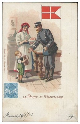 S389/ La Poste au Dänemark Postbote Briefträger  Litho AK 1902