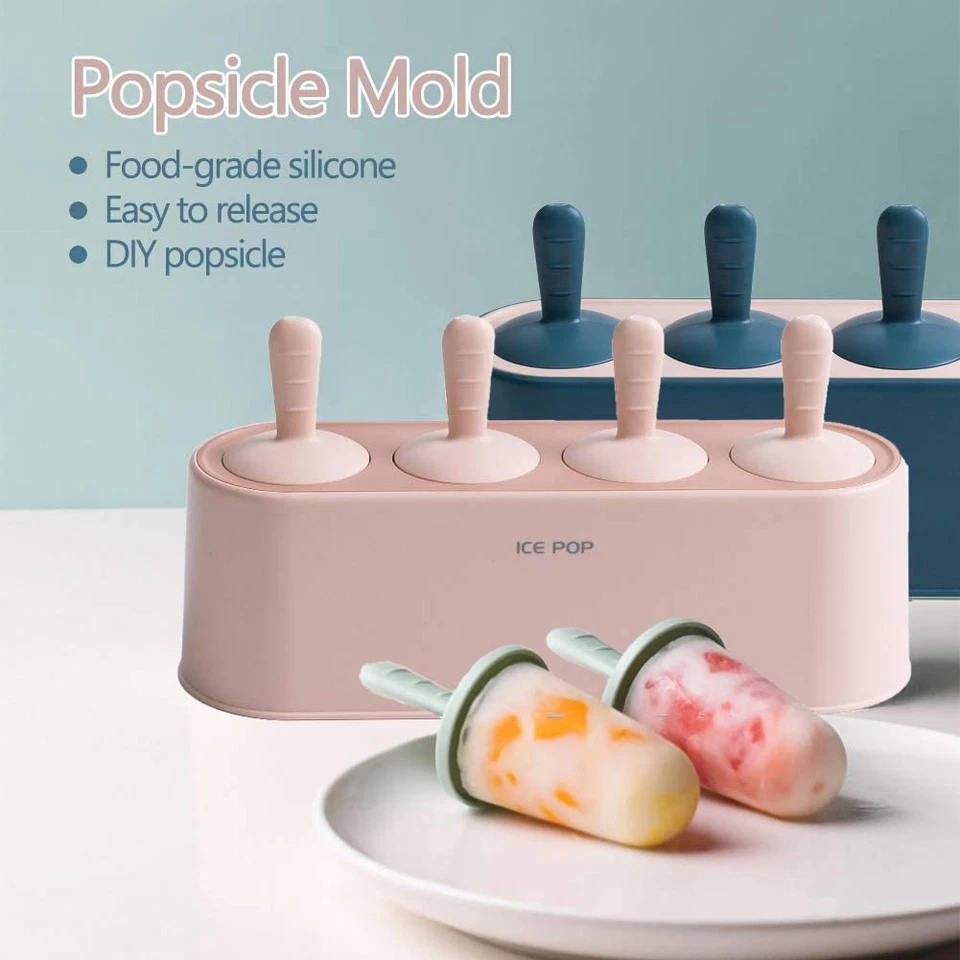 4-Piece Silicone Popsicle Mold Set – Easy Release, Reusable DIY Molds - Image 2 of 4