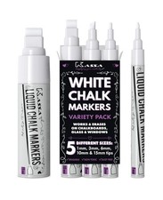 White Chalk Markers, Combo, 5 pack Different Sizes Erasable Non-Toxic
