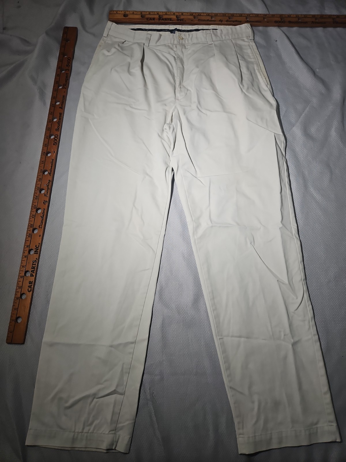 Vtg Polo Ralph Lauren Dress Pants Mens 36x34 Beige Chino Pleated Preppy Grunge 