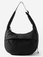 Medium Crossbody Hobo Bag Lightweight Nylon Casual Shoulder Bag Black, Free Ship