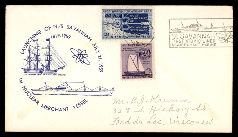 Mayfairstamps US Launching NS Savannah 1st Nuclear Vessel Cover cca_20017