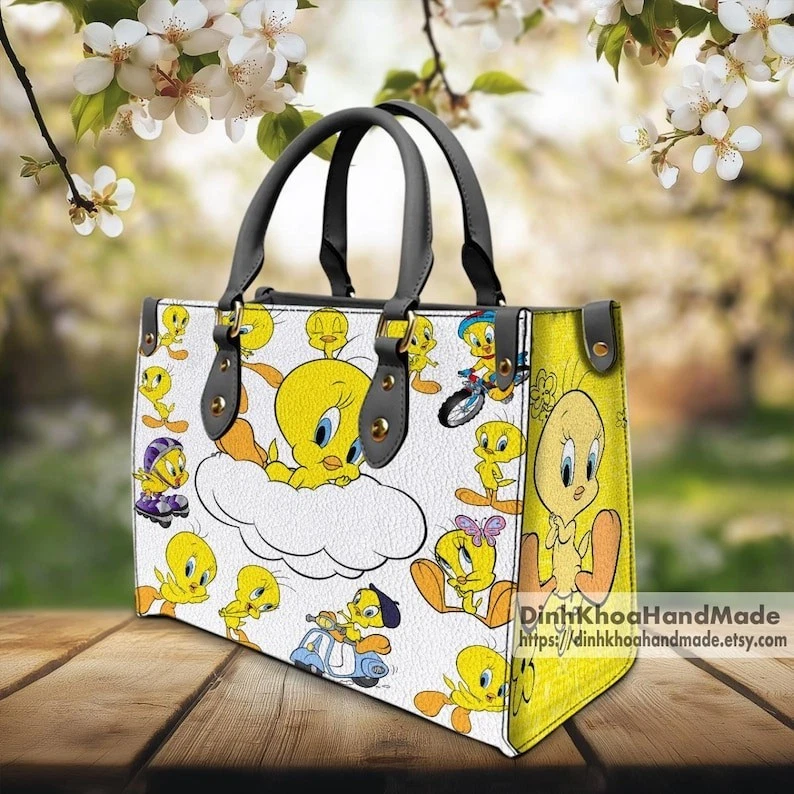 Tweety Bird Handbag: Personalized PU Leather Top Handle Bag
