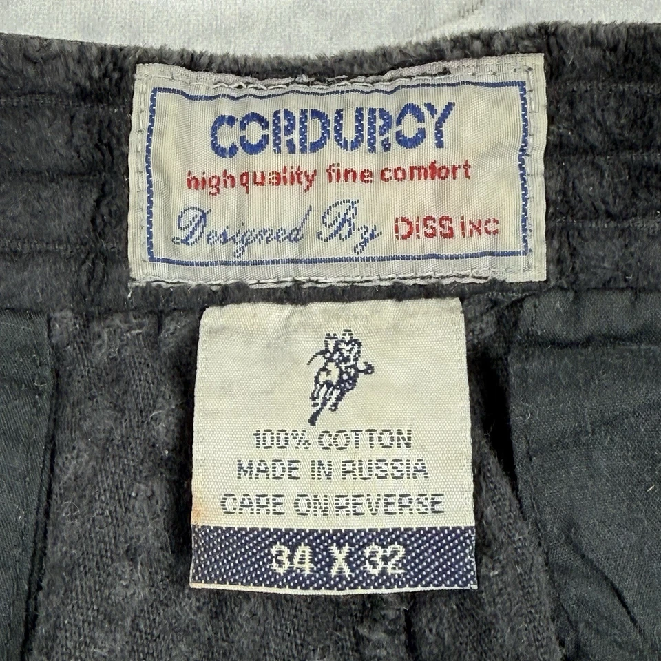 Pantalones de pana vintage Diss Jeans Jumbo Cord 32x29 negros holgados años 90 raros Foto 3 de 4