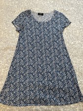 MSK Casual A-line Mini Dress Petite Medium Blue & White Floral