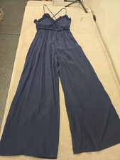 NWT MABLE Cami Ruffle Upper Jumpsuit in Navy Blue - Size Small