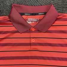 Nike Golf Dri-Fit Men  s XL Performance Polo Shirt Red Black Striped Short Sleeve