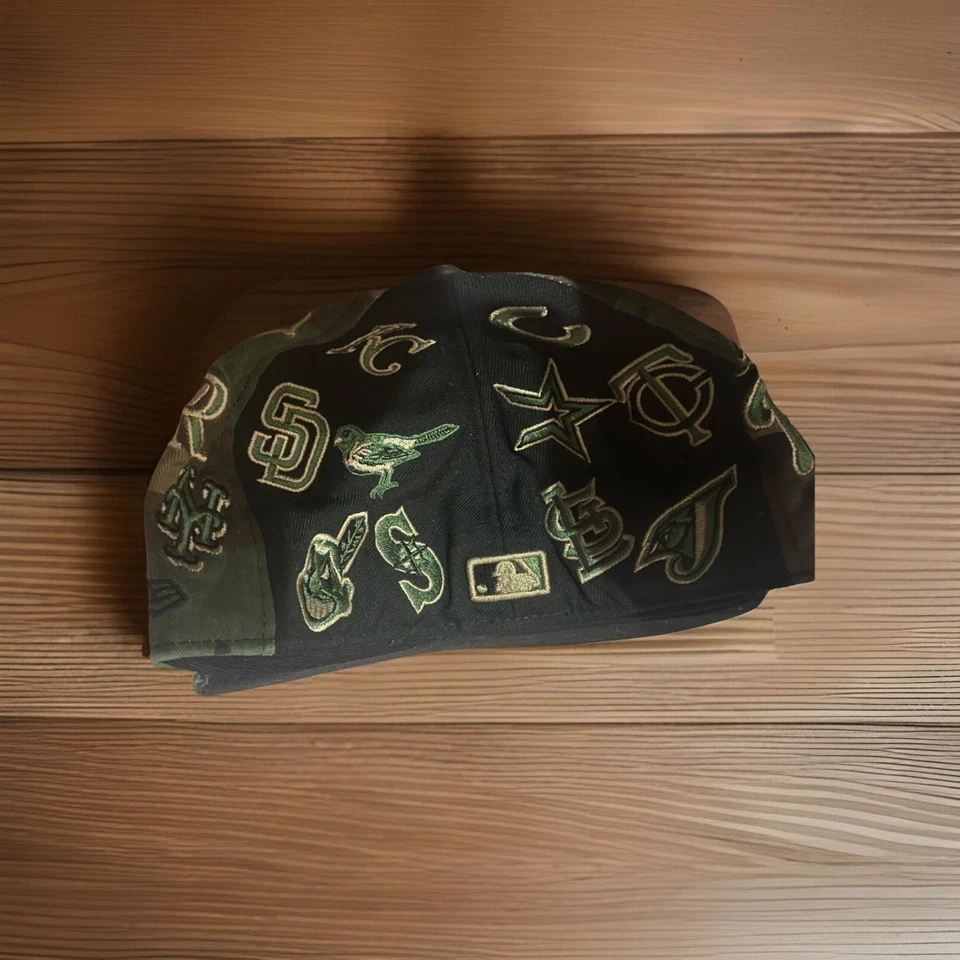 MLB All Over Logos New Era 59Fifty Fitted 7 1/4 100th Season Camo Hat Batterman - Image 2 of 3